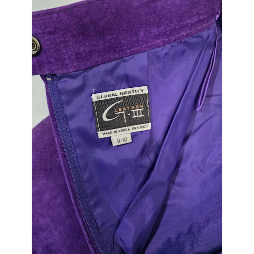 Vintage 90s G-III Global Identity Purple Suede Leather Pencil Skirt Womens 9/10 - Picture 5 of 8